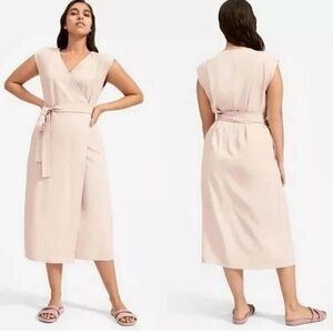 Everlane The Japanese GoWeave Wrap Midi Dress in Soft Pink Preppy size 10